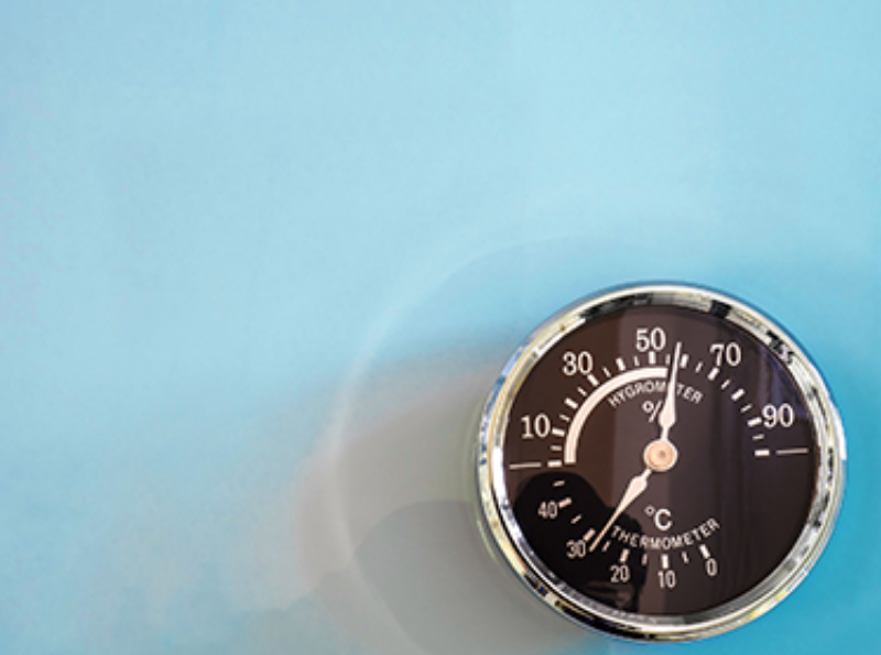 Hygrometer, blue background
